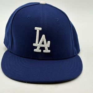 New Era 59fifty Hat Cap LA Dodgers Official On Field 7 1/4 Blue Fitted "Adams"‎